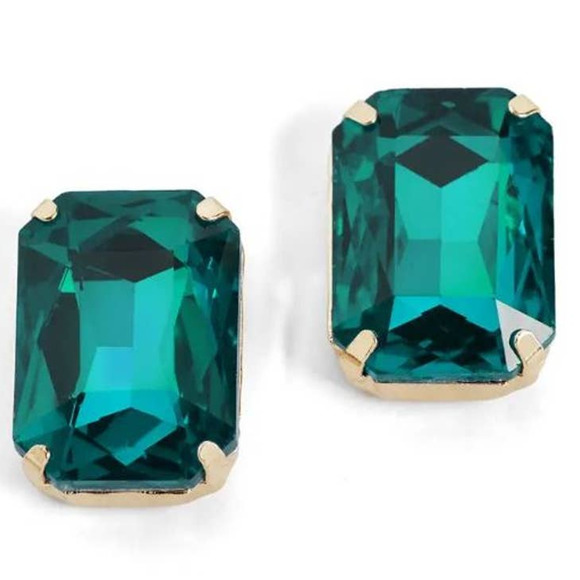 Whispers Jewelry - Rectangle Jewel Stud - Green